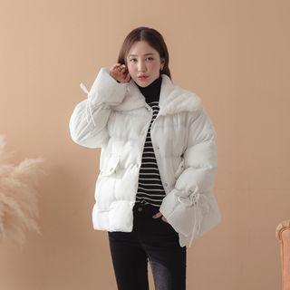 Faux-fur Collar Tie-sleeve Padded Jacket