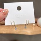 Rhinestone Faux Pearl Alloy Dangle Earring 1 Pair - Gold & White - One Size