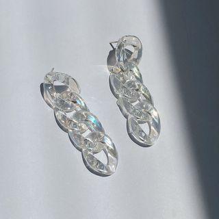 Chunky Chain Resin Dangle Earring 1 Pair - Transparent - One Size