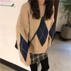 Argyle Knit Sweater As Shown In Figure - One Size
