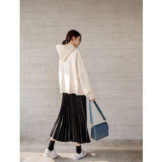 Plus Size Satin Accordion-pleat Long Skirt