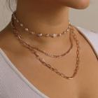 Faux Pearl Alloy Layered Choker Necklace