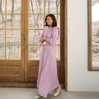 Sharp-shoulder Sweatshirt & Flared Maxi Sweatshirt Set