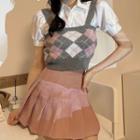 Sleeveless Argyle Knit Top / Shirt / Skirt