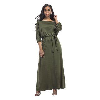 Elbow-sleeve Off Shoulder Maxi Dress