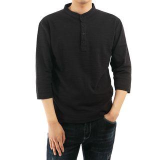 Plus Size Mandarin-collar Polo Shirt