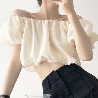 Short-sleeve Off-shoulder Puffy Crop Top