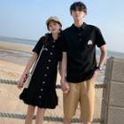 Couple Matching Short-sleeve Polo Shirt / A-line Mini Shirtdress / Shorts