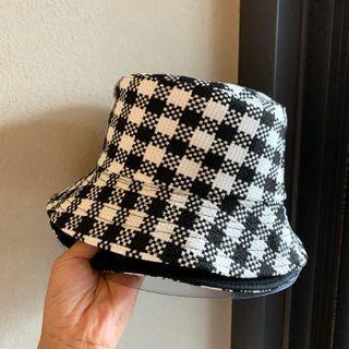 Plaid Bucket Hat Black & White - M