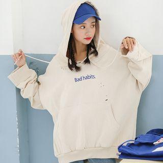 Long-sleeve Hooded Lettering Pullover