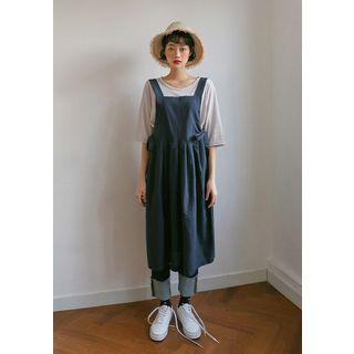 Open-side Midi Overall Dress