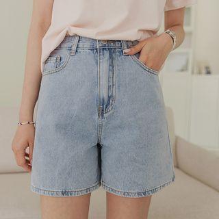 Washed Denim Shorts In 2 Lengths