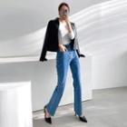 Button-front Semi Boot-cut Jeans