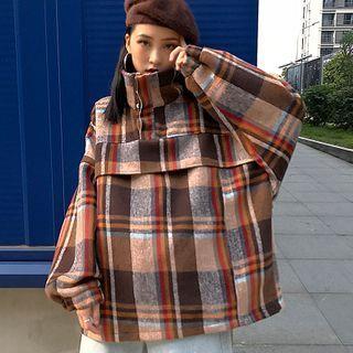 Plaid Pullover Coffee - One Size