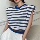 Sleeveless Striped T-shirt Striped - White - One Size