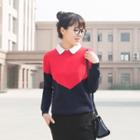 Color Panel Collared Sweater
