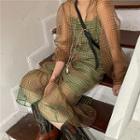 Long-sleeve Mesh Midi Mermaid Dress