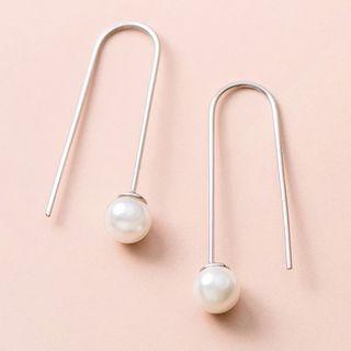 Faux Pearl Threader Earring 1 Pair - S925 Sterling Silver Earring - One Size