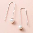 Faux Pearl Threader Earring 1 Pair - S925 Sterling Silver Earring - One Size