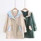 Hooded Drawstring Trench Jacket