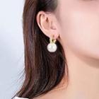 Rhinestone Bead Hoop Earring 1 Pair - Gold - One Size