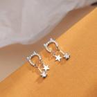 Rhinestone Cat Earring 1 Pair - Silver - One Size