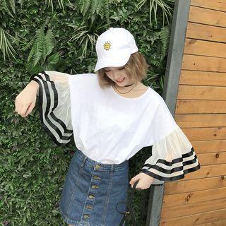 Tulle Bell-sleeve Top