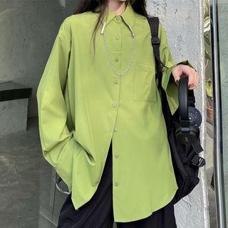 Long Sleeve Plain Shirt With Chain