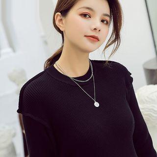 Coin Accent Layered Necklace As Shown In Figure - One Size