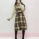 Plaid A-line Midi Suspender Skirt As Shown In Figure - One Size
