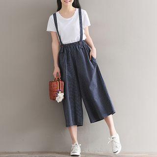 Striped Cropped Wide Leg Dungaree