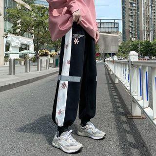 Contrast Trim Print Sweatpants