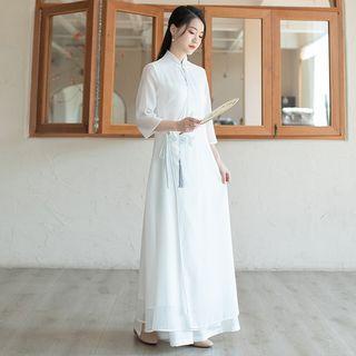 Traditional Chinese 3/4-sleeve Tasselled Dress / Pants