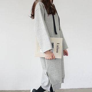 Contrast-strap Side-pocket Hoodie Dress