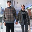 Couple Matching Plaid Sweater/ Buttoned Cardigan