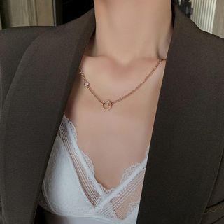 Roman Numerical Pendant Alloy Necklace 1 Pc - Rose Gold - One Size
