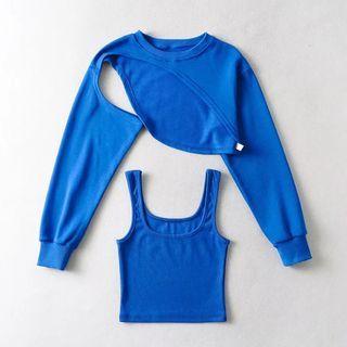 Set: Asymmetrical Cropped Sweatshirt + Tank Top