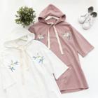 Flower Embroidered Hoodie Dress