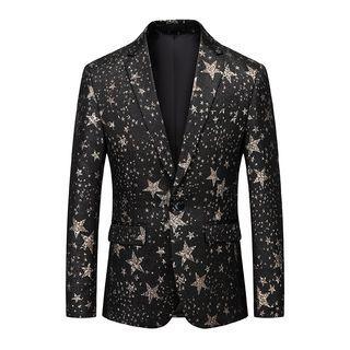 Star Print One-button Blazer