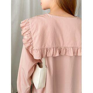 Frilled Sailor-collar Tie-neck Blouse