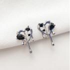 Melting Heart Alloy Earring 1 Pair - Clip On Earring - Black & Silver - One Size