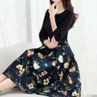 Print Mock Two-piece 3/4-sleeve Dress
