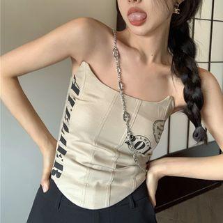 Printed Letter Cropped Tube Top