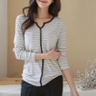 Dual-pocket Piped Stripe Top