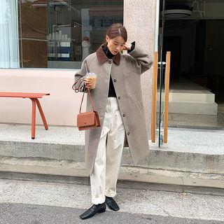Contrast-collar Mac Coat