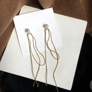 Faux Pearl Alloy Fringed Earring 1 Pair -  Earrings - One Size