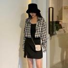 Plaid Short-sleeve + Spaghetti-strap Dress