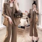 Set: Single-breasted Blazer + Strapless Jumpsuit