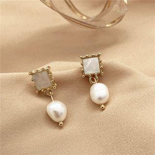 925 Sterling Silver Faux Pearl Drop Earring 1 Pair - Earrings - One Size