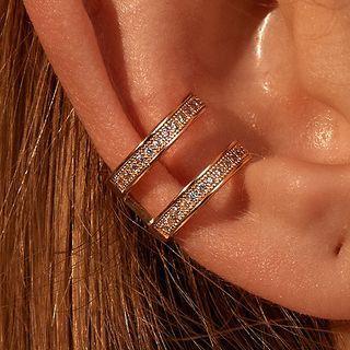 Rhinestone Layered Ear Cuff Single - 01kc-dz-524 - Gold - One Size